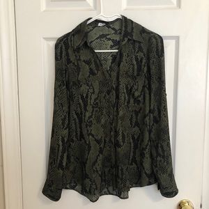 Express Button Down Snakeskin Top
